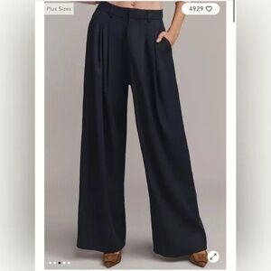 Maeve Anthropologie Avery Linen Midnight Navy NWT Trousers Size XS Tall